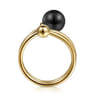 14K Yellow Gold Bujukan Beads and Black Onyx Bypass Ring