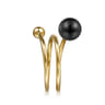 14K Yellow Gold Bujukan Beads and Black Onyx Bypass Ring