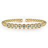 14K Yellow Gold Bujukan Beads and Blue Topaz Split Bangle Bracelet