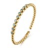 14K Yellow Gold Bujukan Beads and Blue Topaz Split Bangle Bracelet