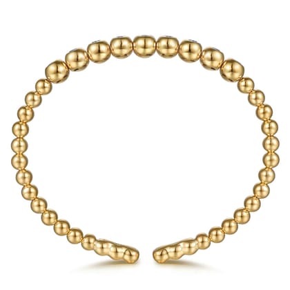 14K Yellow Gold Bujukan Beads and Blue Topaz Split Bangle Bracelet