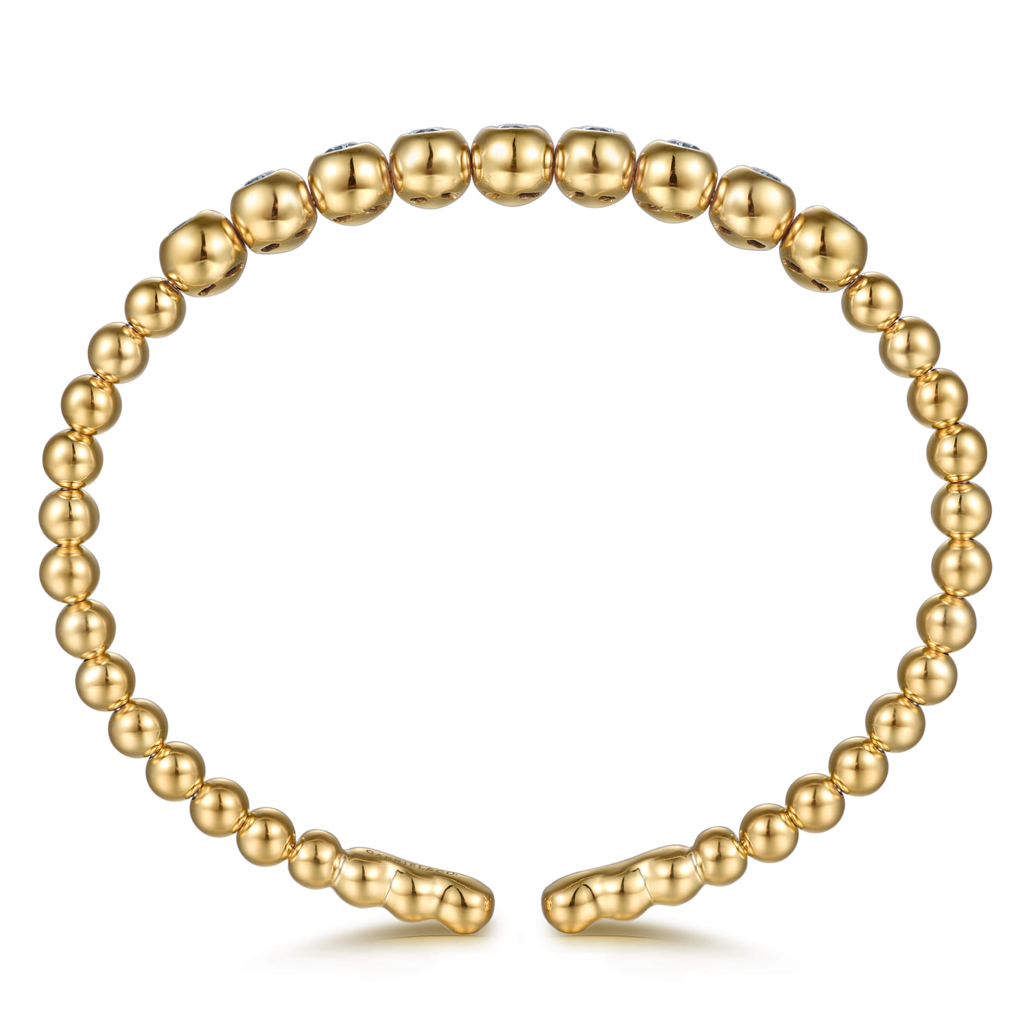 14K Yellow Gold Bujukan Beads and Blue Topaz Split Bangle Bracelet - Shot 3
