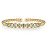 14K Yellow Gold Bujukan Beads and Blue Topaz Split Bangle Bracelet