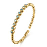 14K Yellow Gold Bujukan Beads and Blue Topaz Split Bangle Bracelet
