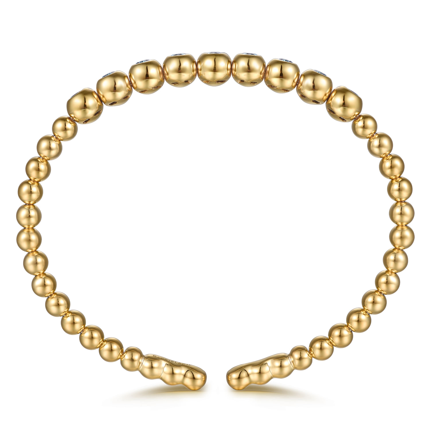 14K Yellow Gold Bujukan Beads and Blue Topaz Split Bangle Bracelet