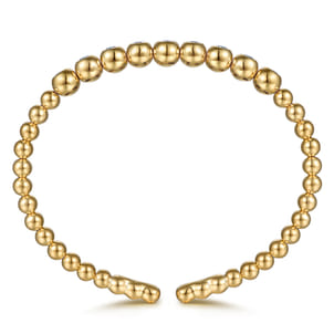 14K Yellow Gold Bujukan Beads and Blue Topaz Split Bangle Bracelet