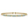 14K Yellow Gold Bujukan Beads and Blue Topaz Split Bangle Bracelet