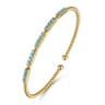 14K Yellow Gold Bujukan Beads and Blue Topaz Split Bangle Bracelet