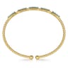 14K Yellow Gold Bujukan Beads and Blue Topaz Split Bangle Bracelet