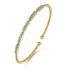 14K Yellow Gold Bujukan Beads and Blue Topaz Split Bangle Bracelet