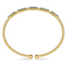14K Yellow Gold Bujukan Beads and Blue Topaz Split Bangle Bracelet