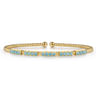 14K Yellow Gold Bujukan Beads and Blue Topaz Split Bangle Bracelet