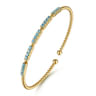 14K Yellow Gold Bujukan Beads and Blue Topaz Split Bangle Bracelet