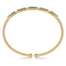 14K Yellow Gold Bujukan Beads and Blue Topaz Split Bangle Bracelet