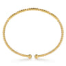 14K Yellow Gold Bujukan Beads and Diamond Cut Texture Split Bangle Bracelet