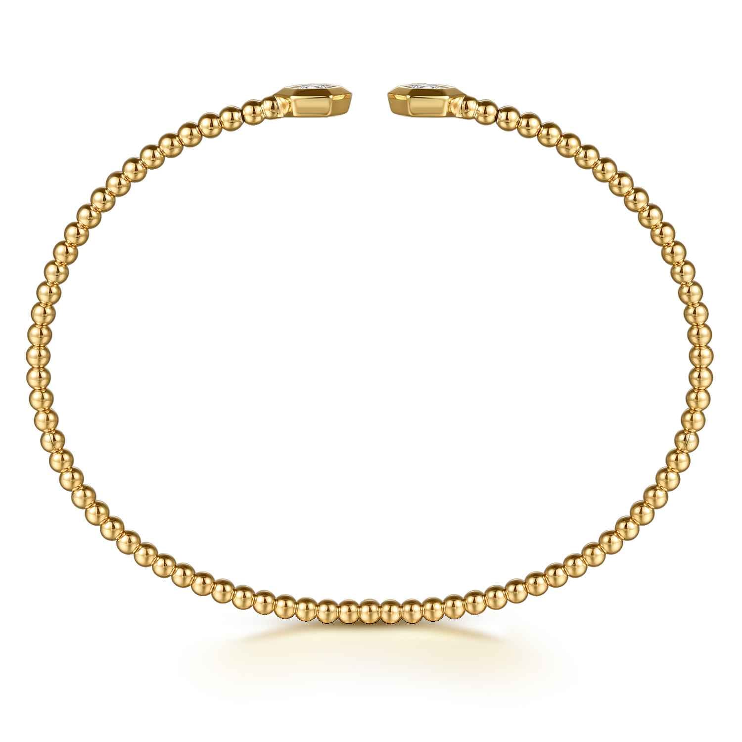 14K Yellow Gold Bujukan Beads and Diamond Split Bangle Bracelet - 0.22 ct - Shot 3