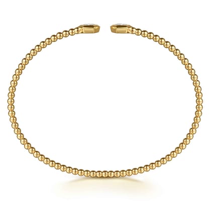 14K Yellow Gold Bujukan Beads and Diamond Split Bangle Bracelet