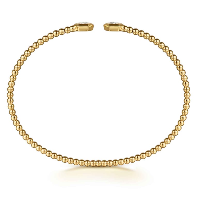 14K Yellow Gold Bujukan Beads and Diamond Split Bangle Bracelet - 0.22 ct - Shot 3