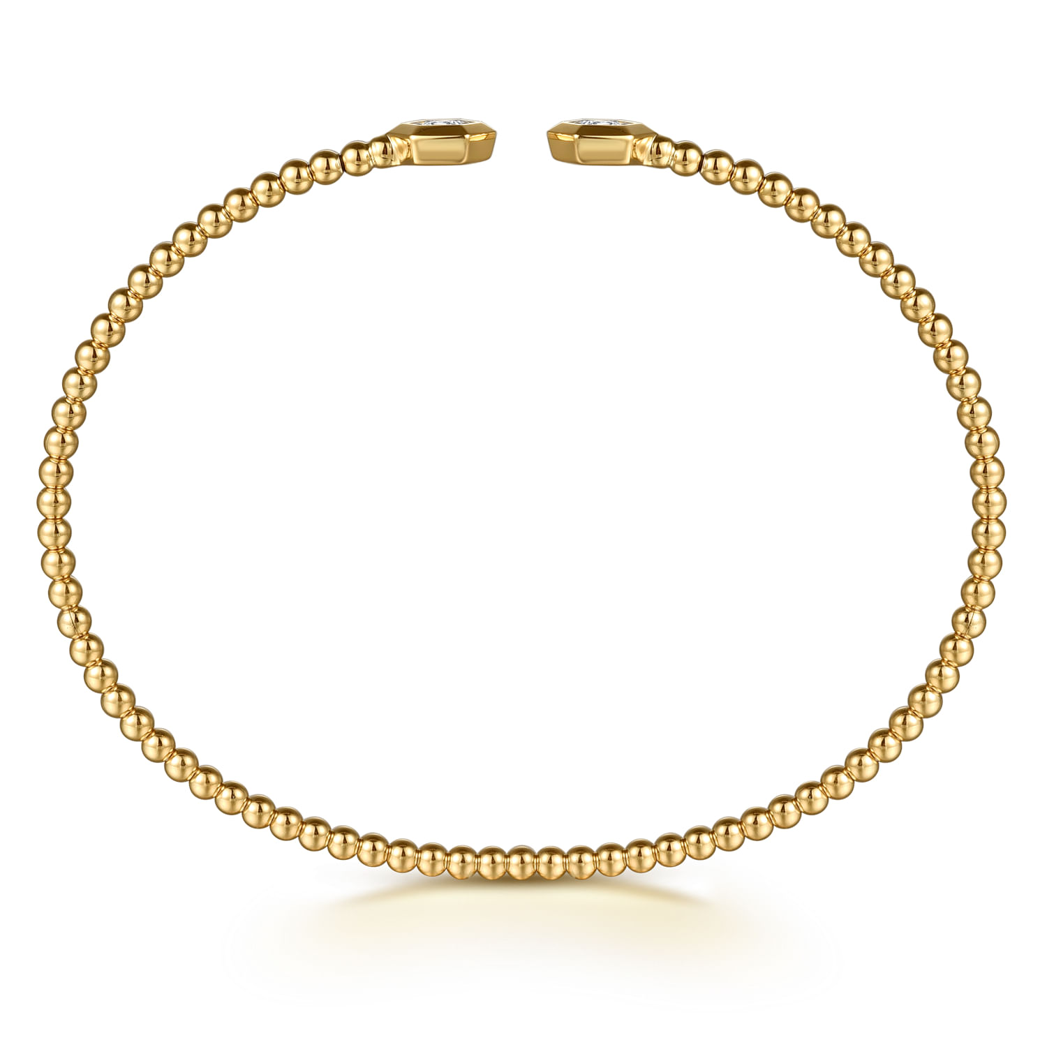 14K Yellow Gold Bujukan Beads and Diamond Split Bangle Bracelet - 0.22 ct - Shot 3