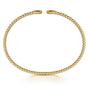 14K Yellow Gold Bujukan Beads and Diamond Split Bangle Bracelet