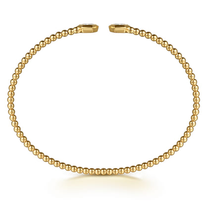 14K Yellow Gold Bujukan Beads and Diamond Split Bangle Bracelet
