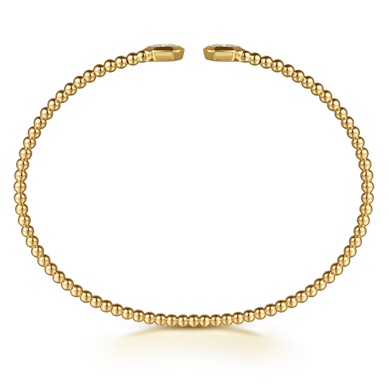 14K Yellow Gold Bujukan Beads and Diamond Split Bangle Bracelet - 0.22 ct - Shot 3