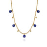 14K Yellow Gold Bujukan Beads and Lapis Droplet Necklace