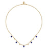 14K Yellow Gold Bujukan Beads and Lapis Droplet Necklace