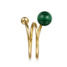 14K Yellow Gold Bujukan Beads and Malachite Bypass Ring