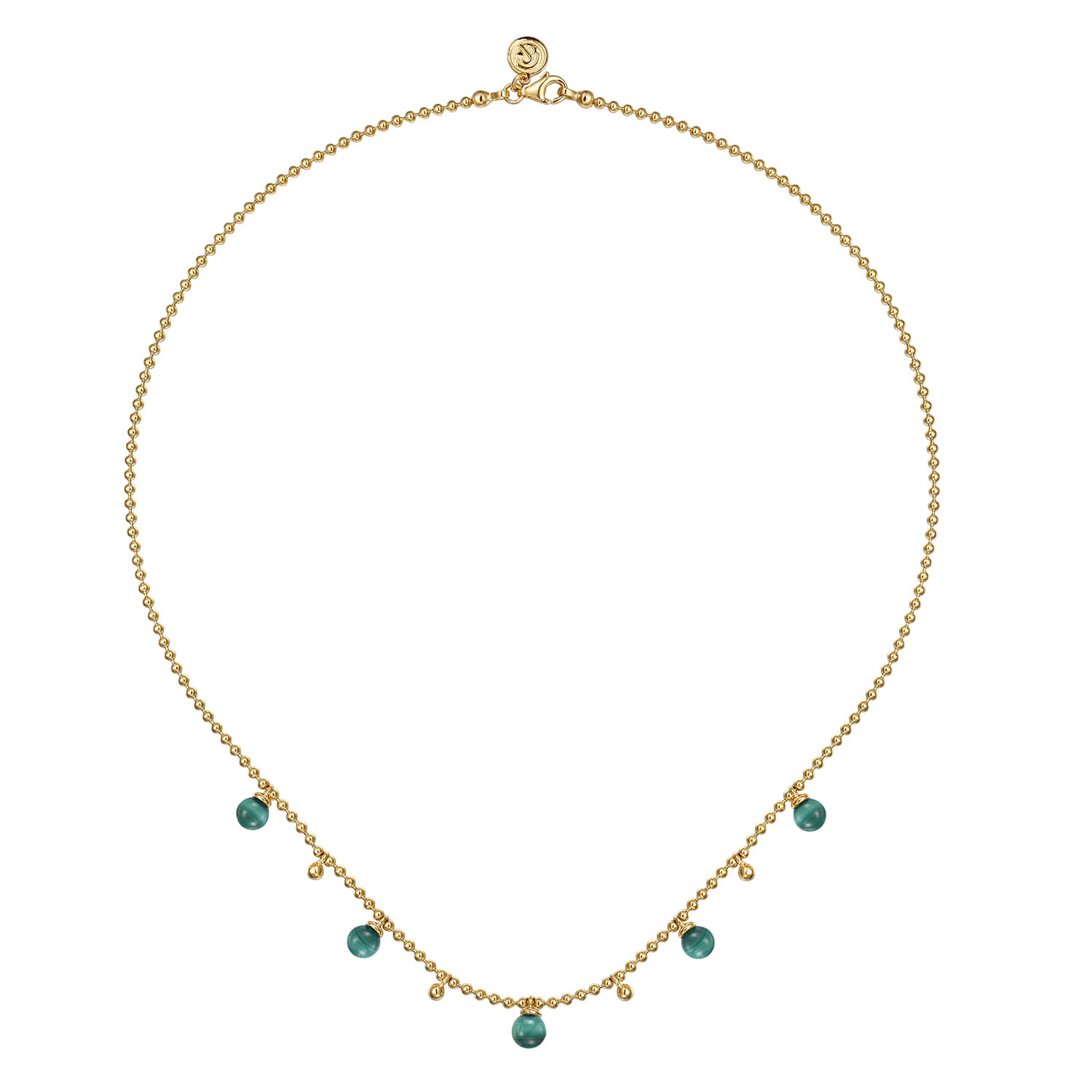 14K Yellow Gold Bujukan Beads and Malachite Droplet Necklace - Shot 2