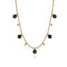 14K Yellow Gold Bujukan Beads and Onyx Droplet Necklace