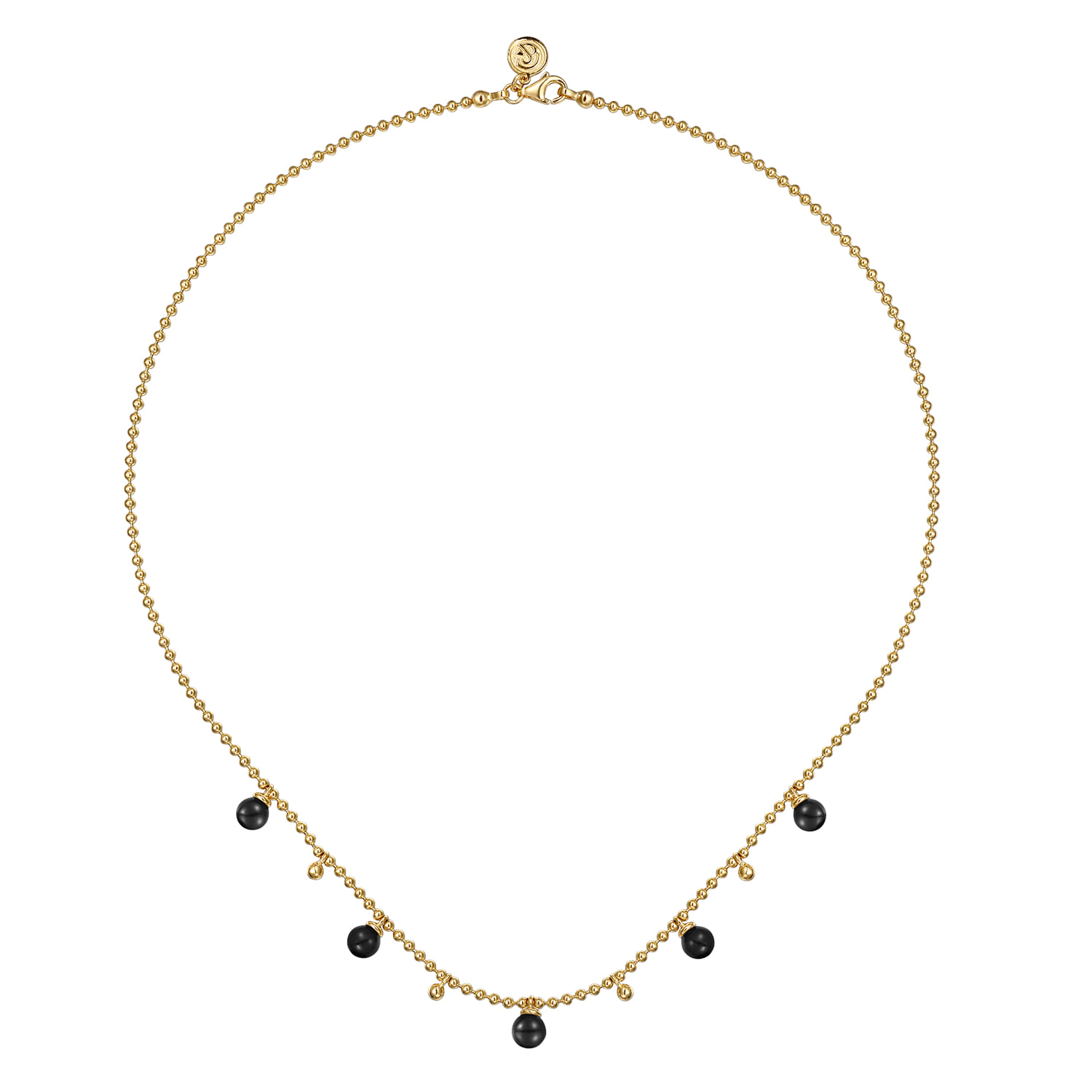 14K Yellow Gold Bujukan Beads and Onyx Droplet Necklace - Shot 2