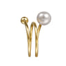 14K Yellow Gold Bujukan Beads and Pearl Bypass Ring