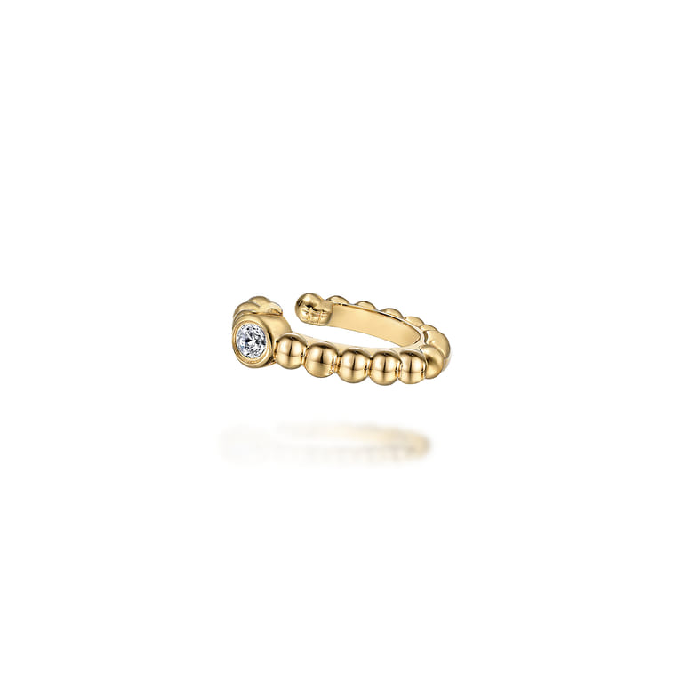 14K Yellow Gold Bujukan Bezel Set Diamond Single Ear Cuff - 0.04 ct - Shot 1