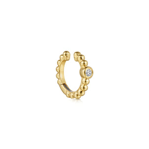 14K Yellow Gold Bujukan Bezel Set Diamond Single Ear Cuff