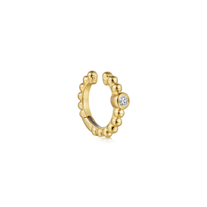 14K Yellow Gold Bujukan Bezel Set Diamond Single Ear Cuff