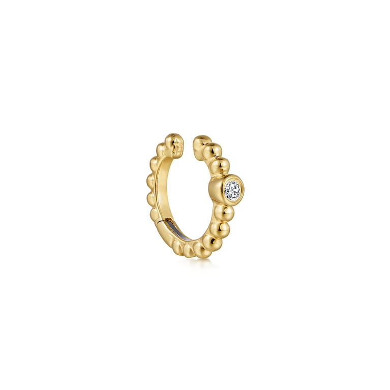 14K Yellow Gold Bujukan Bezel Set Diamond Single Ear Cuff - 0.04 ct - Shot 2