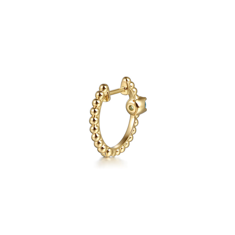 14K Yellow Gold Bujukan Blue Topaz 15mm Huggie Earrings - Shot 3