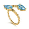 14K Yellow Gold Bujukan Blue Topaz Bypass Ladies Ring