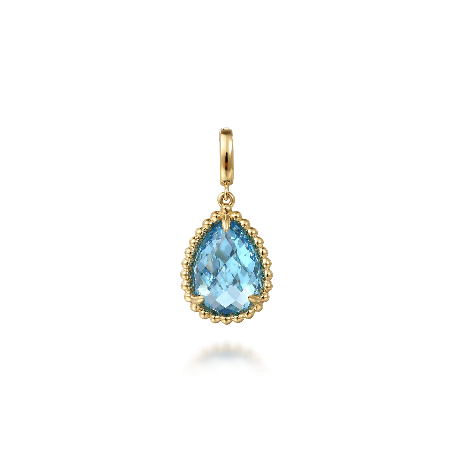 14K Yellow Gold Bujukan Blue Topaz Charm With Detachable Bail - Shot 1