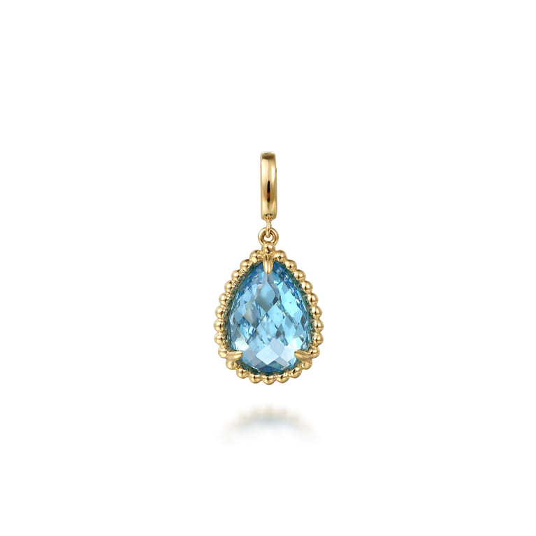 14K Yellow Gold Bujukan Blue Topaz Charm With Detachable Bail - Shot 1