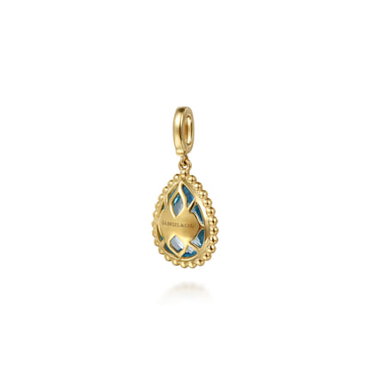 14K Yellow Gold Bujukan Blue Topaz Charm With Detachable Bail