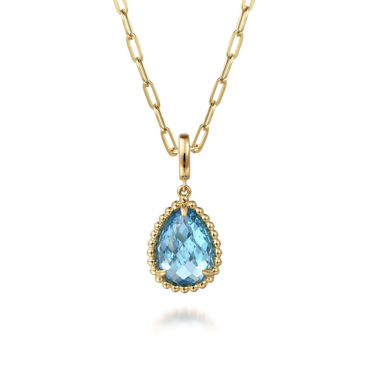 14K Yellow Gold Bujukan Blue Topaz Charm With Detachable Bail - Shot 3