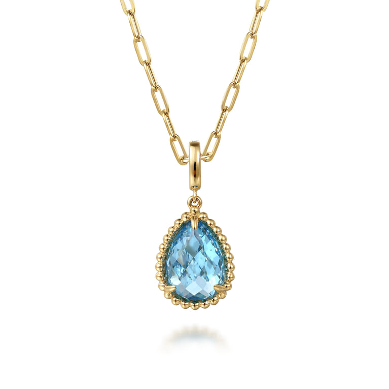 14K Yellow Gold Bujukan Blue Topaz Charm With Detachable Bail - Shot 3