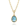 14K Yellow Gold Bujukan Blue Topaz Charm With Detachable Bail