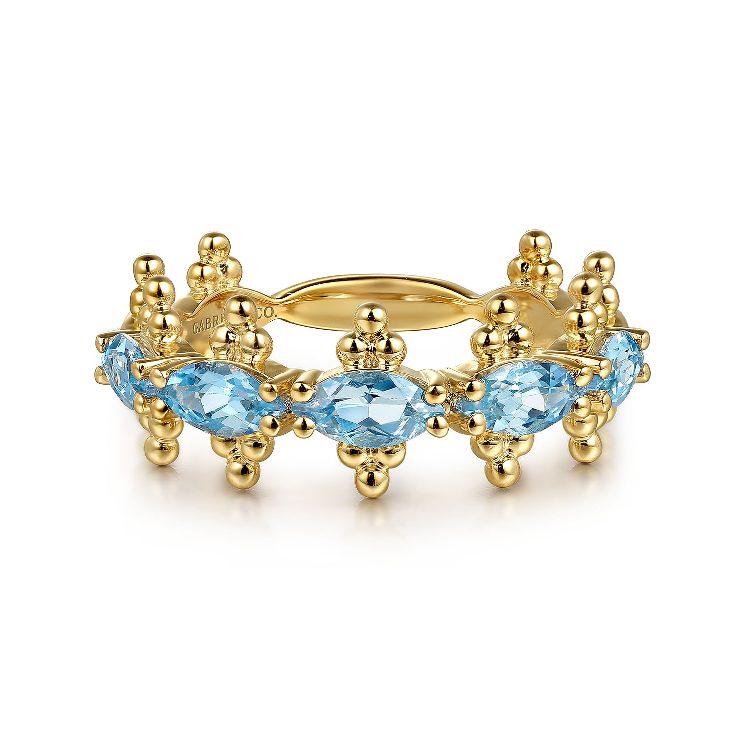 14K Yellow Gold Bujukan Blue Topaz Fashion Ring