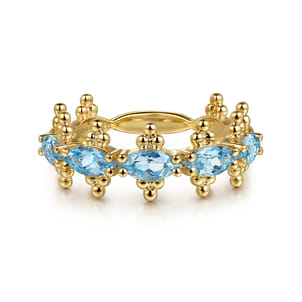 14K Yellow Gold Bujukan Blue Topaz Fashion Ring