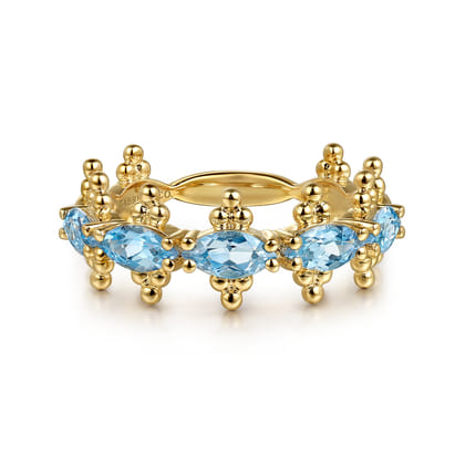 14K Yellow Gold Bujukan Blue Topaz Fashion Ring