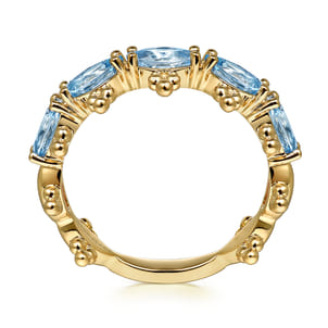 14K Yellow Gold Bujukan Blue Topaz Fashion Ring