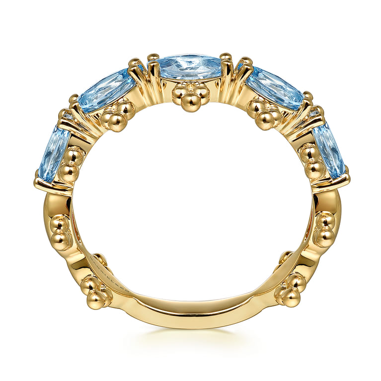 14K Yellow Gold Bujukan Blue Topaz Fashion Ring - Shot 2